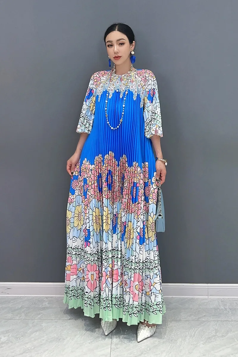 Autumn New Elegant Folds Printed Loose Long Dresses Women Fashion Short Sleeve O Neck Dress Ladies Wholesale J233
Autumn New Elegant Folds Printed Loose Long Dresses Women Fashion Short Sleeve O Neck Dress Ladies Wholesale J233