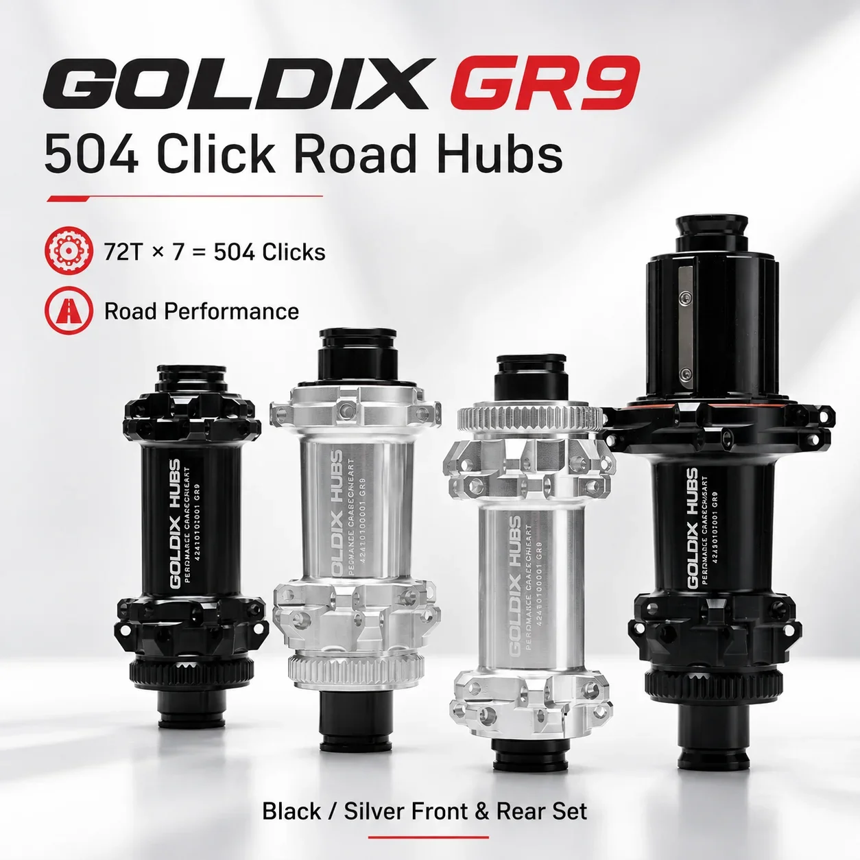 GOLDIX GR9 Road Bike Hub 504 Sounds 24H Gravel/CX/ROAD Center Lock Disc Brake Hub Straight Pull HG/XDR Freehub Body 10-12 Speed
GOLDIX GR9 Road Bike Hub 504 Sounds 24H Gravel/CX/ROAD Center Lock Disc Brake Hub Straight Pull HG/XDR Freehub Body 10-12 Speed