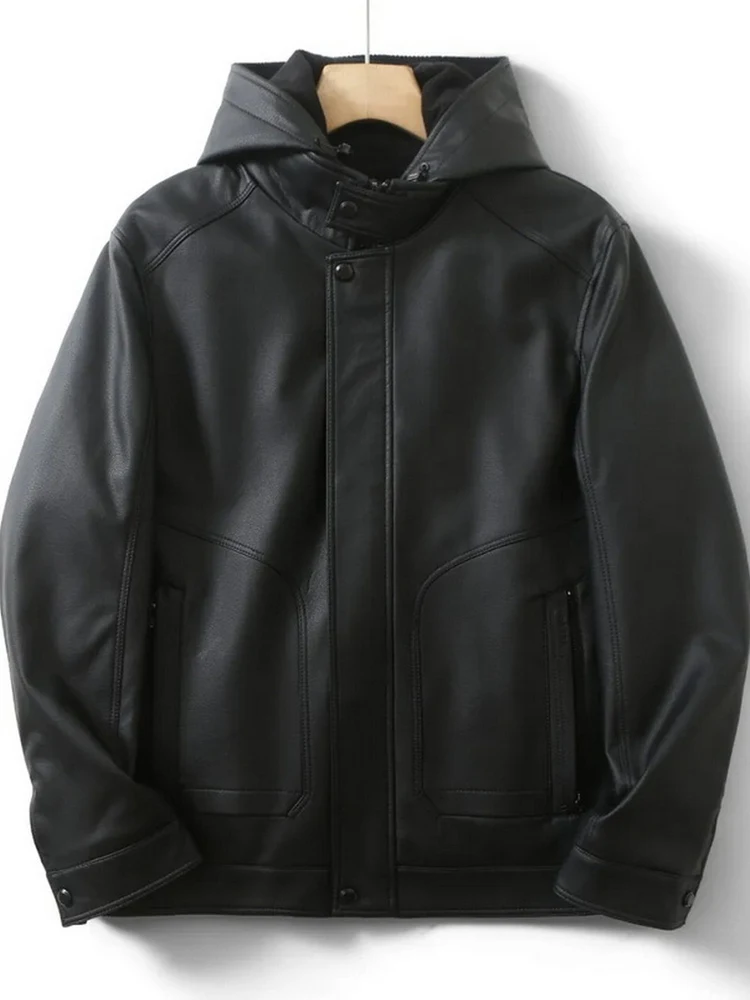 Высококачественная мужская зимняя куртка из искусственной кожи с отстегивающимся капюшоном, утепленная, морозостойкая, с длинными рукавами, на молнии
Высококачественная мужская зимняя куртка из искусственной кожи с отстегивающимся капюшоном, утепленная, морозостойкая, с длинными рукавами, на молнии