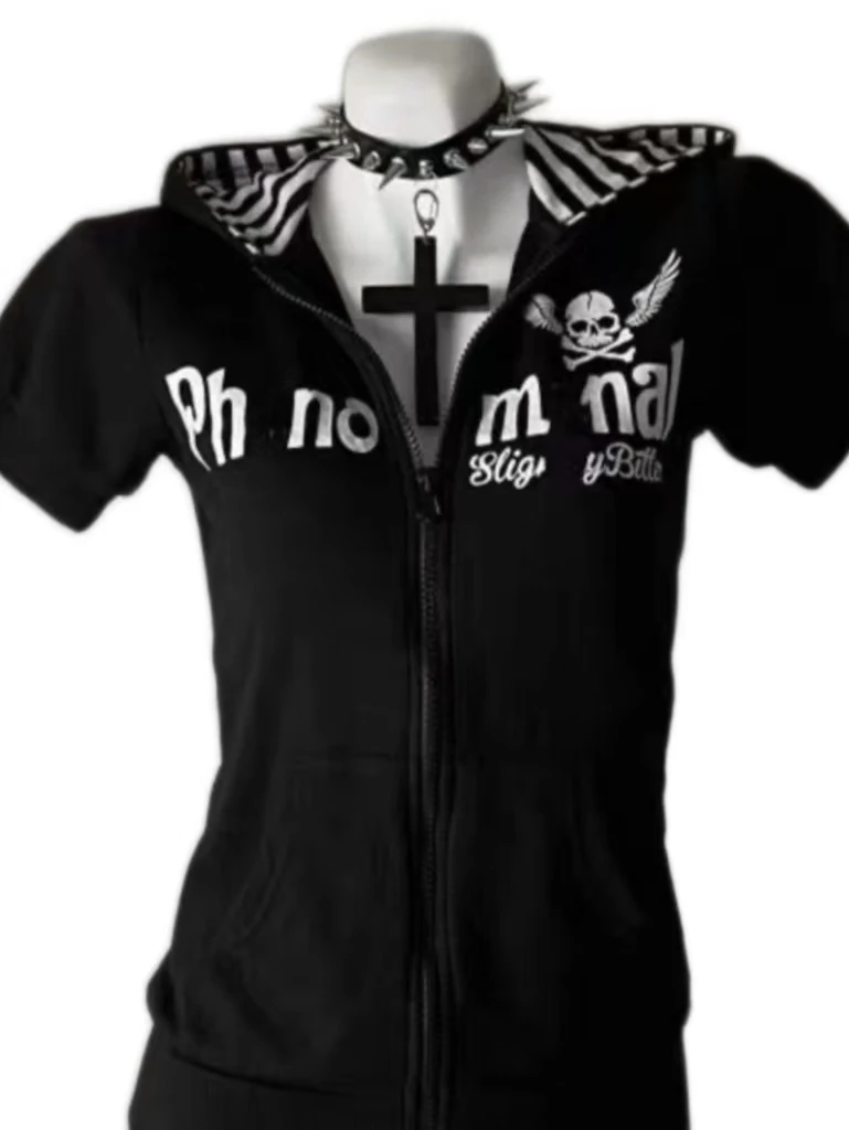 Y2K Subculture Hot Girl Skull Print Zip Cardigan Short Sleeve Women Slim Fit Striped Hoodie Casual Tops Fashion Streetwear
Y2K Subculture Hot Girl Skull Print Zip Cardigan Short Sleeve Women Slim Fit Striped Hoodie Casual Tops Fashion Streetwear