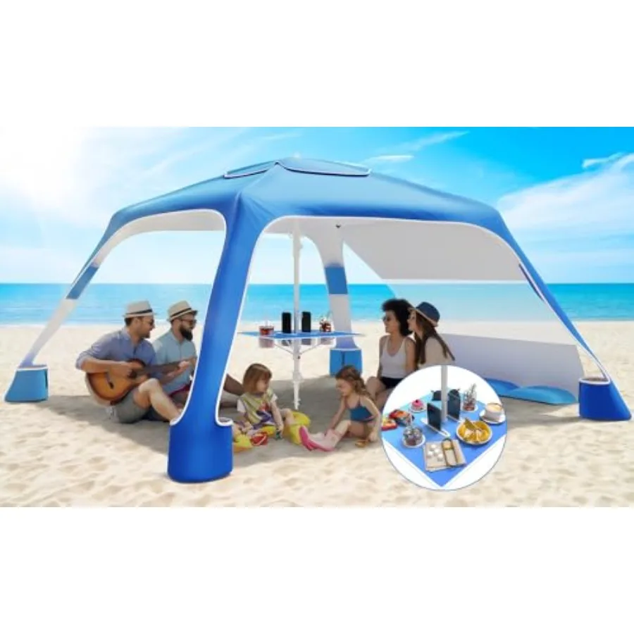 Beach Cabana for sun protection, polyester fabric, blue gradient, UPF50+ UV protection, adjustable height, removable side wall
Beach Cabana for sun protection, polyester fabric, blue gradient, UPF50+ UV protection, adjustable height, removable side wall
