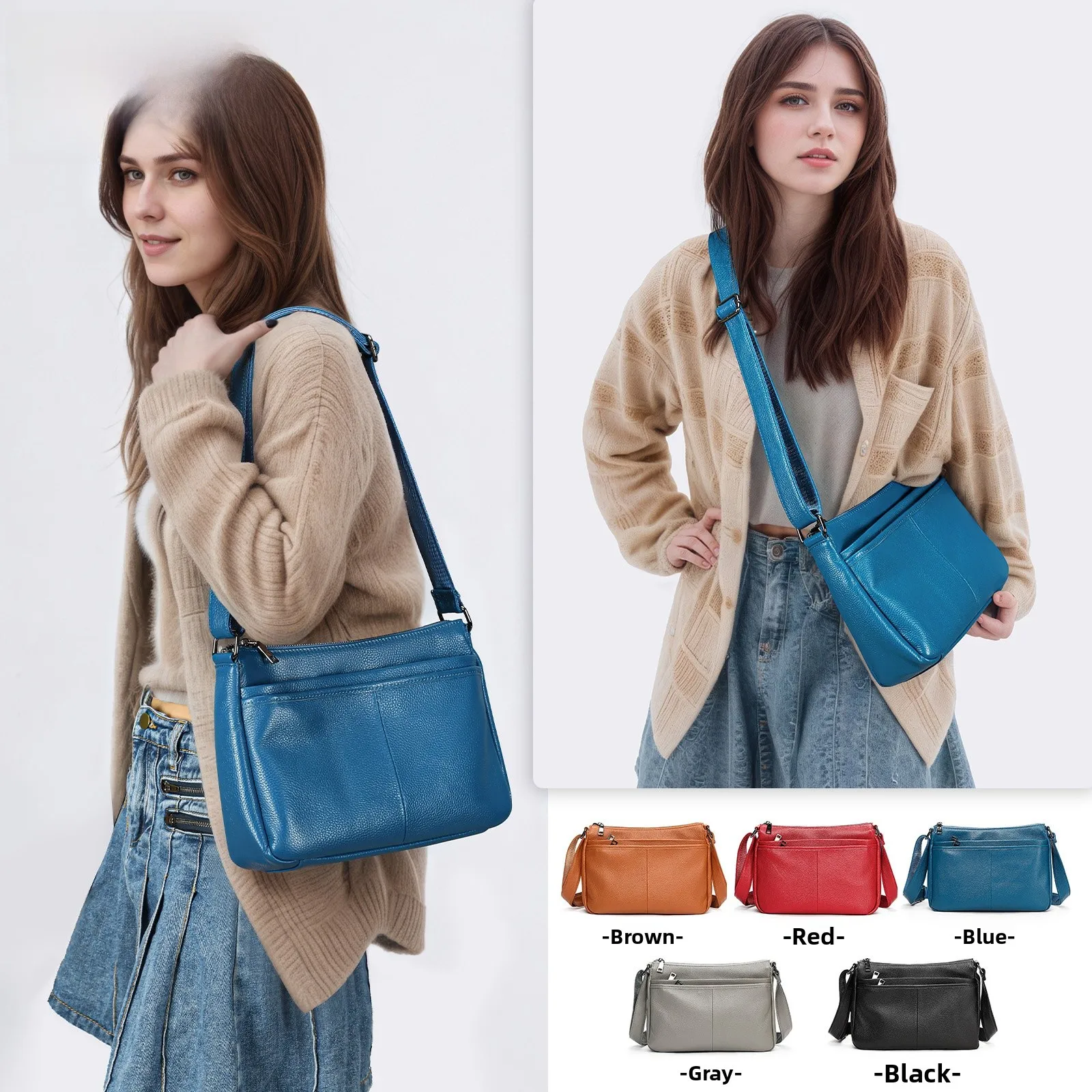 2025 модная женская сумка на одно плечо из мягкой яловой кожи с верхним слоем, большая многослойная сумка через плечо Capaci для мам среднего возраста
2025 модная женская сумка на одно плечо из мягкой яловой кожи с верхним слоем, большая многослойная сумка через плечо Capaci для мам среднего возраста