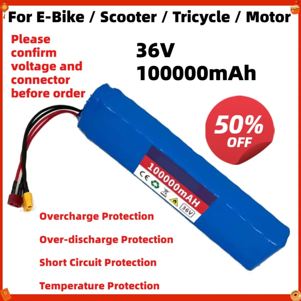 36V 100000mAh Electric Bike Battery 10S3P 18650 Lithium Rechargeable Battery Pack with BMS for E-Bike Scooter Motor Tricycle
36V 100000mAh Electric Bike Battery 10S3P 18650 Lithium Rechargeable Battery Pack with BMS for E-Bike Scooter Motor Tricycle