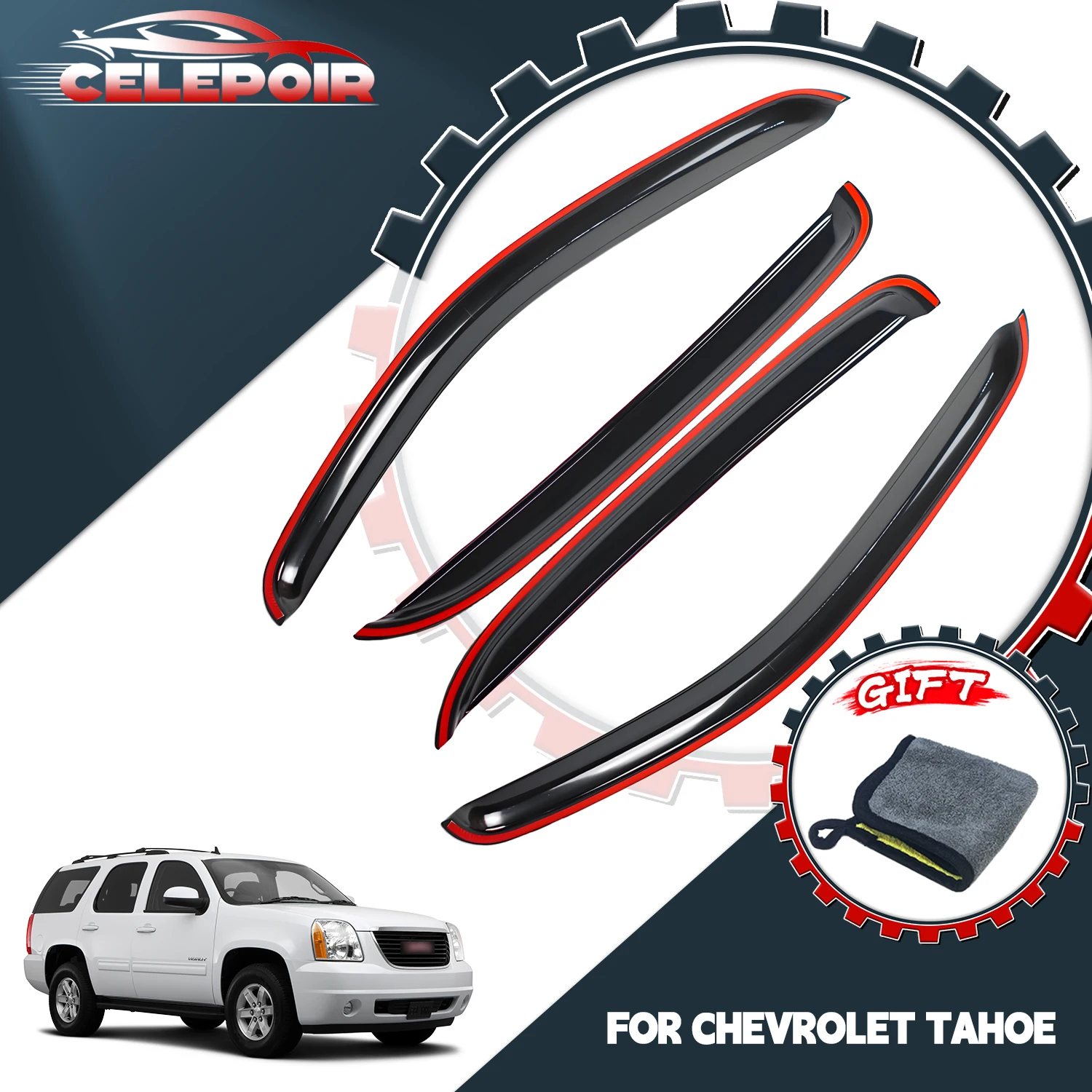 For Chevy Tahoe 2000-2006 Tape-On 4Pcs Window Visors Vent Shade Rain Guards Deflector
For Chevy Tahoe 2000-2006 Tape-On 4Pcs Window Visors Vent Shade Rain Guards Deflector