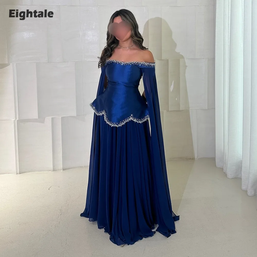 Eightale Arabic Evening Dress Customized Strapless Beaded Satin Navy Blue Prom Wedding Party Gown Vestidos De Gala
Eightale Arabic Evening Dress Customized Strapless Beaded Satin Navy Blue Prom Wedding Party Gown Vestidos De Gala
