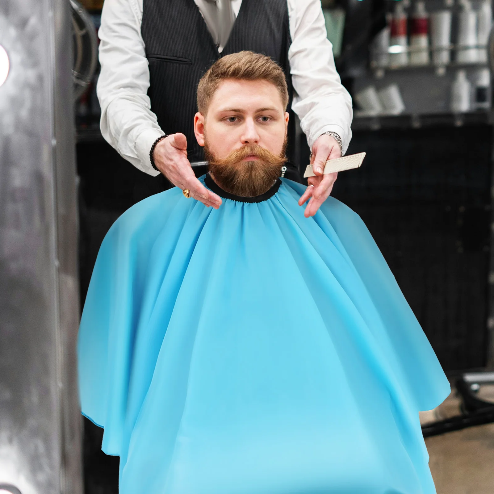 1pcs Haircut Cape Elastic Neckline Lightweight Fabric Universal Fit for Salon Barber Shampoo Stylist Capes Blue Foldable
1pcs Haircut Cape Elastic Neckline Lightweight Fabric Universal Fit for Salon Barber Shampoo Stylist Capes Blue Foldable