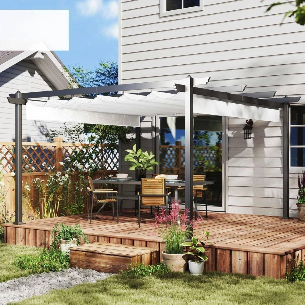 13' x 13' Retractable Pergola Canopy with Stronger Aluminum Frame, Outdoor Pergola Sun Shade Shelter for Garden, Patio, Backyar
13' x 13' Retractable Pergola Canopy with Stronger Aluminum Frame, Outdoor Pergola Sun Shade Shelter for Garden, Patio, Backyar