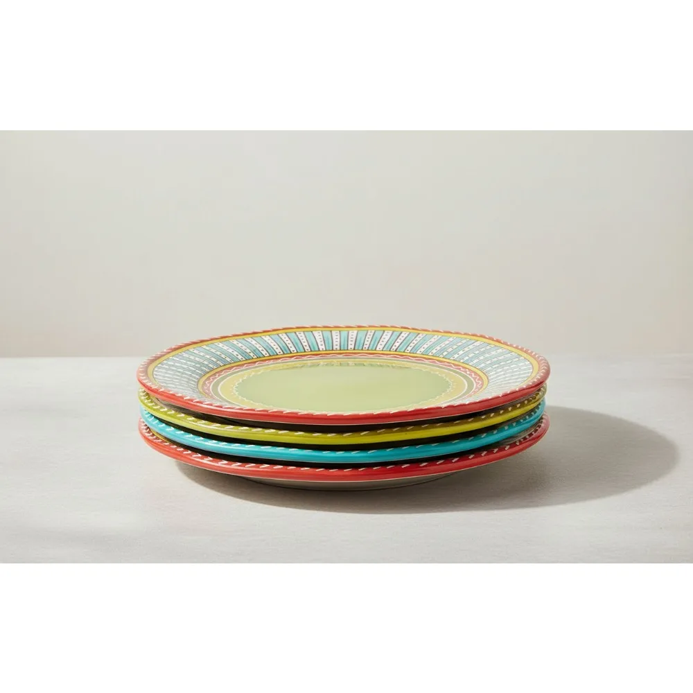 11.25" Boho Style Ceramic Dinner Plates Set of 4 - Microwave & Dishwasher Safe Colorful Tableware for Indoor Outdoor Dining
11.25" Boho Style Ceramic Dinner Plates Set of 4 - Microwave & Dishwasher Safe Colorful Tableware for Indoor Outdoor Dining