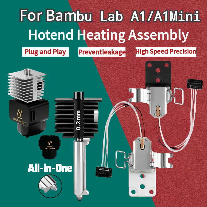 For Bambu lab A1 mini All-in-one Hotend Kit Hardened Steel Nozzle 0.2/0.4/0.6/0.8mm nozzle For Bambu lab A1 3D printer Accessory
For Bambu lab A1 mini All-in-one Hotend Kit Hardened Steel Nozzle 0.2/0.4/0.6/0.8mm nozzle For Bambu lab A1 3D printer Accessory