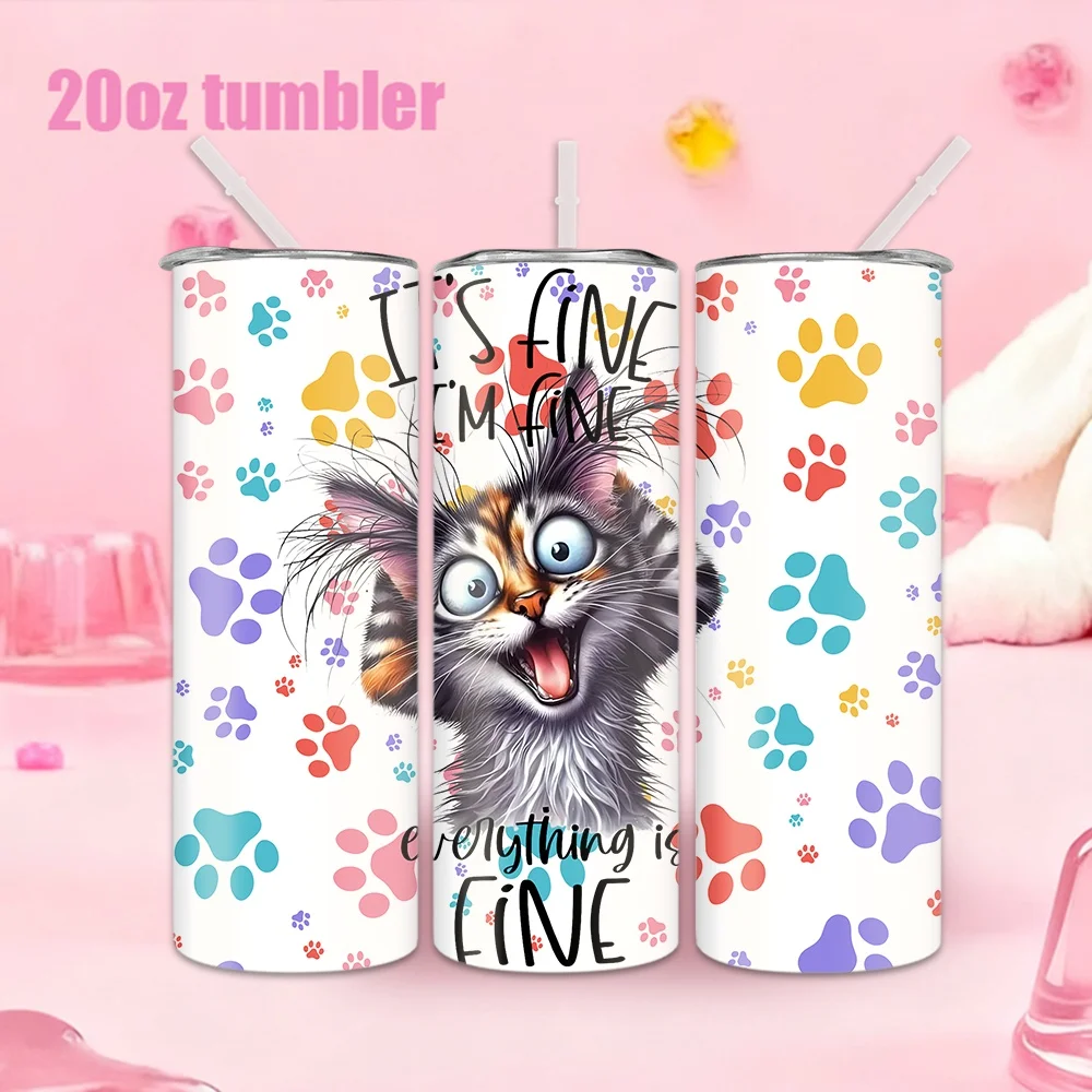 1pc Stainless Steel Water Bottle/Cup with Cat Emoji & Paw Print Pattern (Includes Straw) — 20oz / 591ml
1pc Stainless Steel Water Bottle/Cup with Cat Emoji & Paw Print Pattern (Includes Straw) — 20oz / 591ml