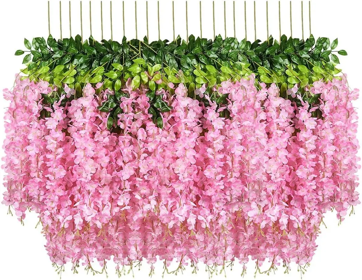 24 Pack 3.6ft Artificial Wisteria Vine Hanging Garland Silk Flowers for Home Party Wedding Decor Pink
24 Pack 3.6ft Artificial Wisteria Vine Hanging Garland Silk Flowers for Home Party Wedding Decor Pink