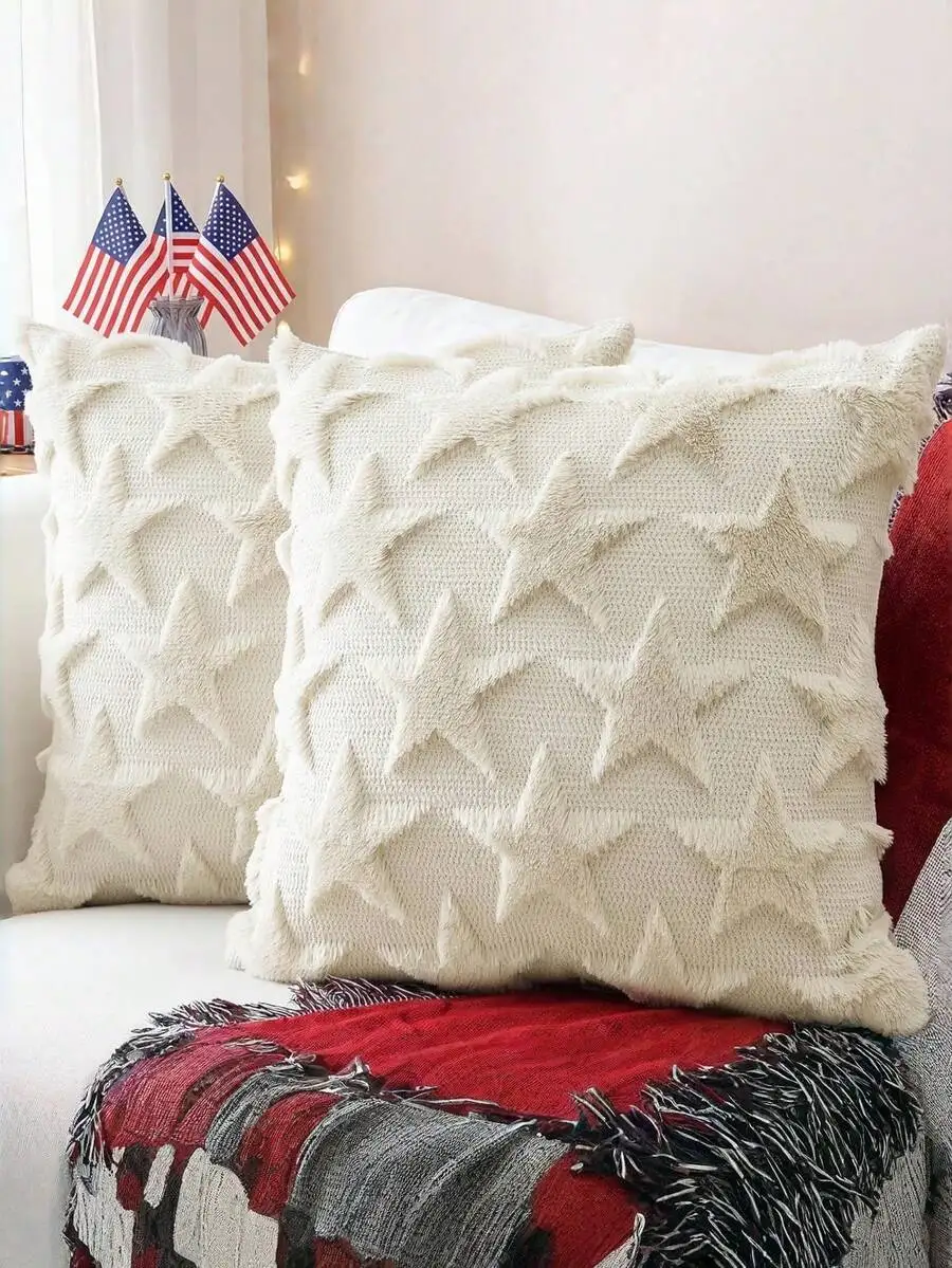 4th Of July 18x18 Inch Decorative Star Patriotic Theme Throw Pillow Cover Set Of 2, Soft Plush Material, Suitable For Independen
4th Of July 18x18 Inch Decorative Star Patriotic Theme Throw Pillow Cover Set Of 2, Soft Plush Material, Suitable For Independen
