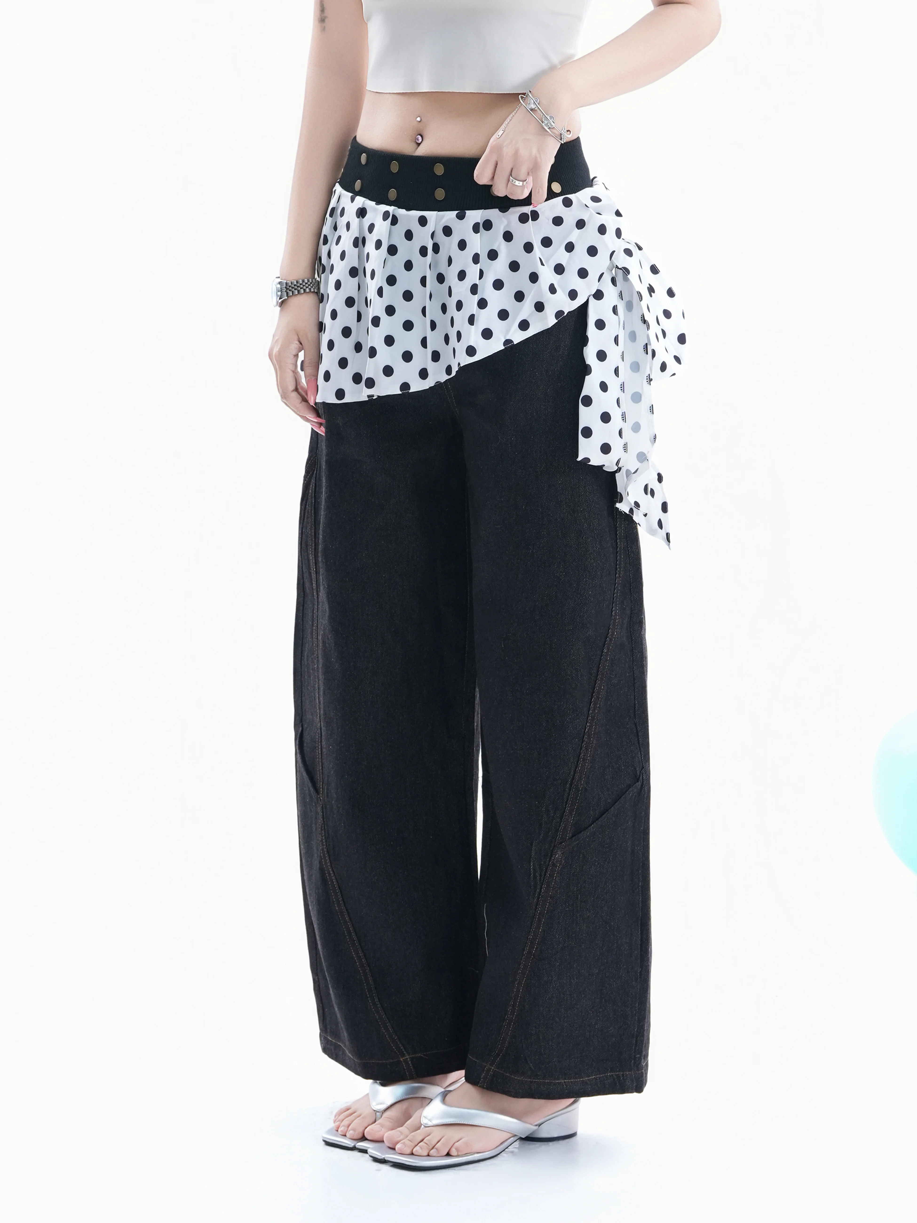 American Retro Polka Dot Waist Seal Wide Leg Jeans Women Sweet Cool Slimming Straight Long Pants Casual Spring Cotton Blend
American Retro Polka Dot Waist Seal Wide Leg Jeans Women Sweet Cool Slimming Straight Long Pants Casual Spring Cotton Blend