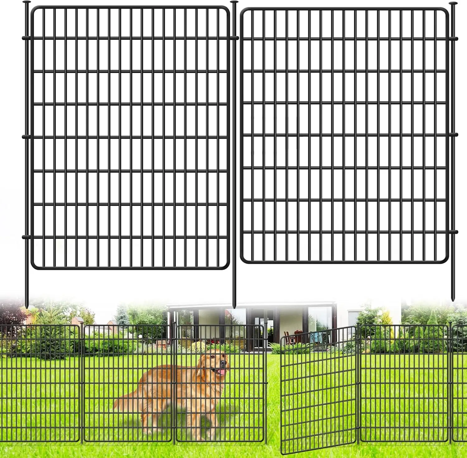 10 Panels No Dig Fence, 32in H x 24ft L Rustproof Metal Garden Barrier for Dogs, Outdoor Yard Patio Black
10 Panels No Dig Fence, 32in H x 24ft L Rustproof Metal Garden Barrier for Dogs, Outdoor Yard Patio Black