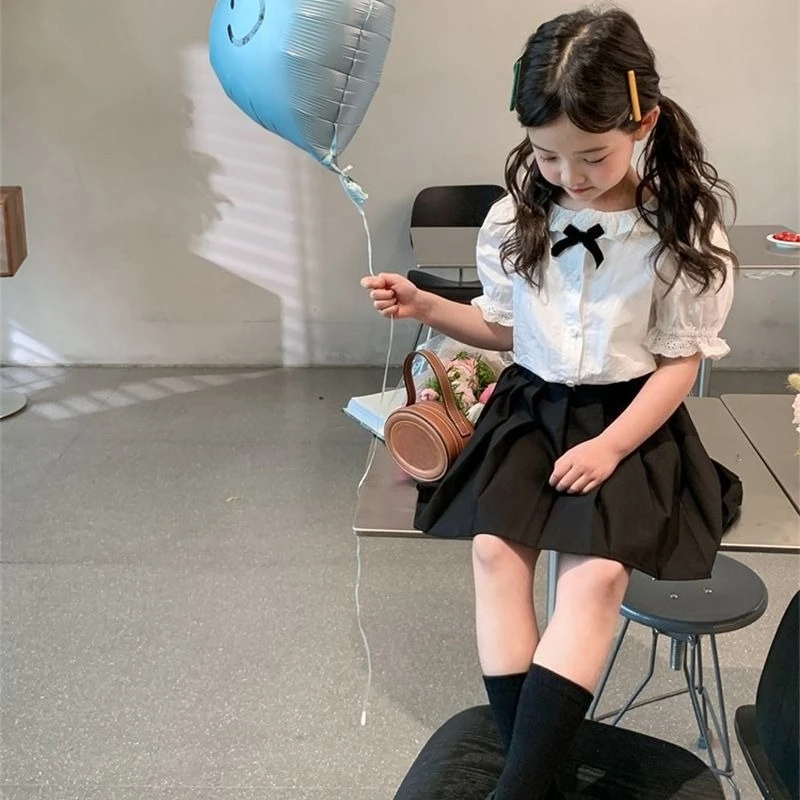Kids Girls Summer Clothing Set Short Sleeve Shirt Pleated Skirt with Bow Korean Fashion Casual Outfit for Little Girl 2 Pieces
Kids Girls Summer Clothing Set Short Sleeve Shirt Pleated Skirt with Bow Korean Fashion Casual Outfit for Little Girl 2 Pieces
