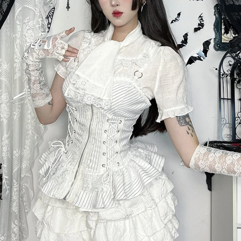 2025 готический приталенный винтажный полосатый кружевной лоскутный жилет, белый элегантный сексуальный горячий темный стиль, наряд на подтяжках
2025 готический приталенный винтажный полосатый кружевной лоскутный жилет, белый элегантный сексуальный горячий темный стиль, наряд на подтяжках