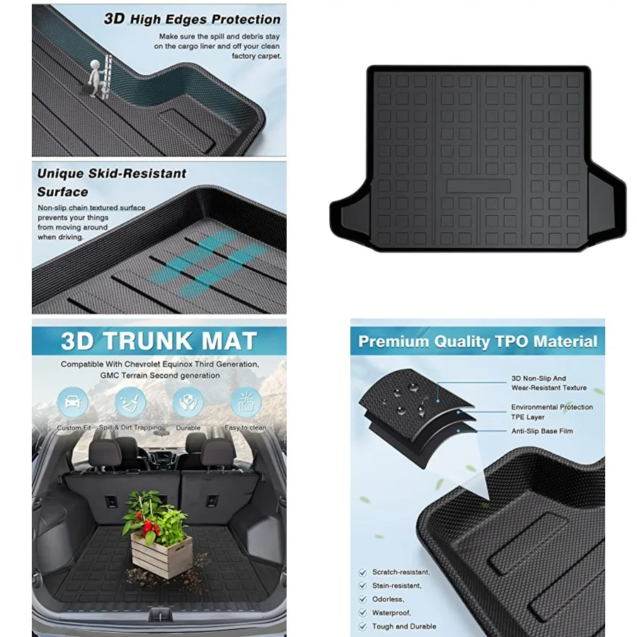 Cargo Liner for Chevrolet Equinox/GMC Terrain 2018-2024, Trunk Mat All Weather Cargo Mat Anti-Slip Rear Trunk Liner Black
Cargo Liner for Chevrolet Equinox/GMC Terrain 2018-2024, Trunk Mat All Weather Cargo Mat Anti-Slip Rear Trunk Liner Black