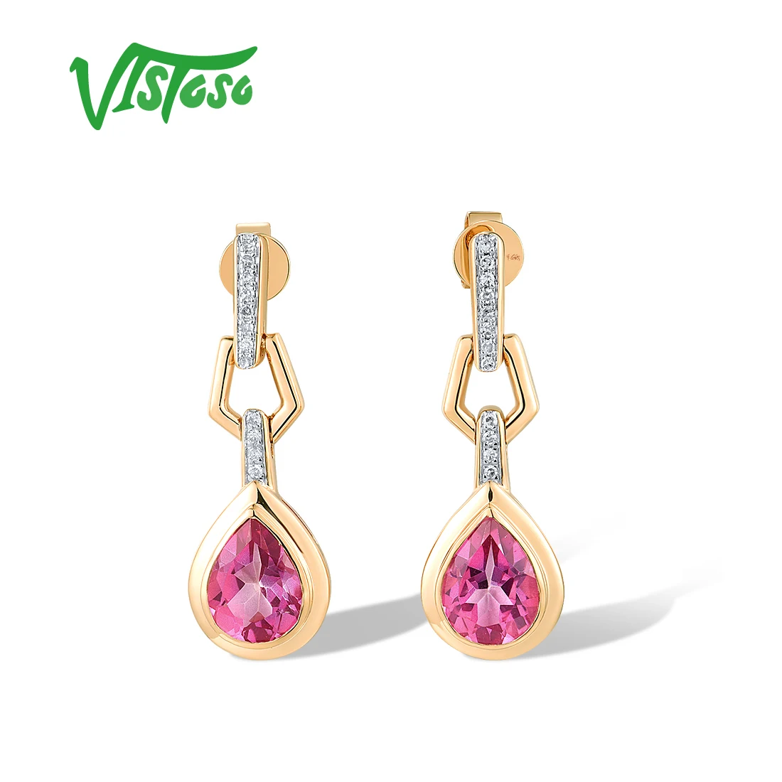 VISTOSO Pure 14K 585 Rose Gold Earrings For Women Sparkling Diamonds Pink Topaz Dangle Delicate Wedding Party Gifts Fine Jewelry
VISTOSO Pure 14K 585 Rose Gold Earrings For Women Sparkling Diamonds Pink Topaz Dangle Delicate Wedding Party Gifts Fine Jewelry