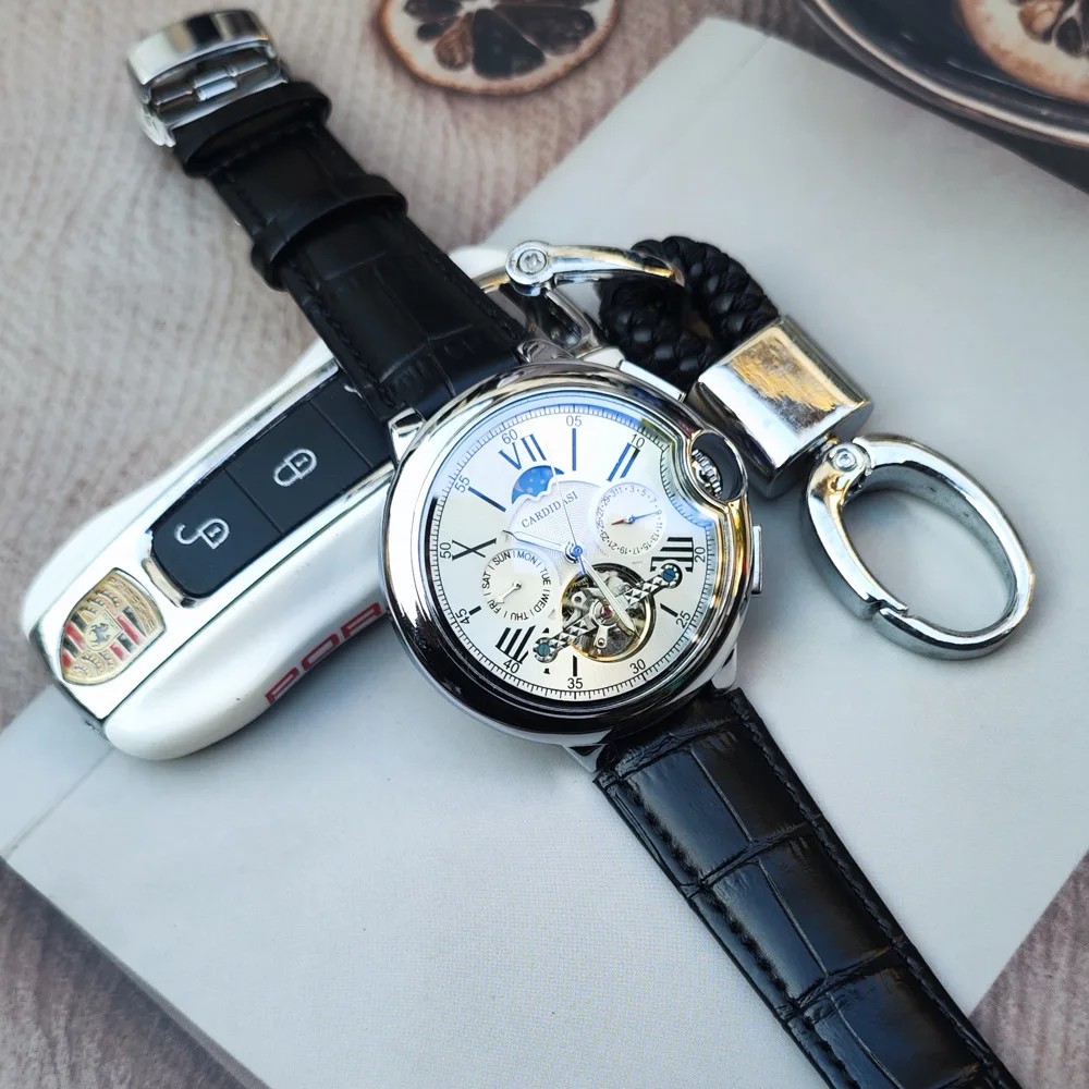 Men Tourbillon Watch Fashion Business Automatic Multi-function Moon Phase Date Rome Analog Dial Leather Watch for Male reloj
Men Tourbillon Watch Fashion Business Automatic Multi-function Moon Phase Date Rome Analog Dial Leather Watch for Male reloj
