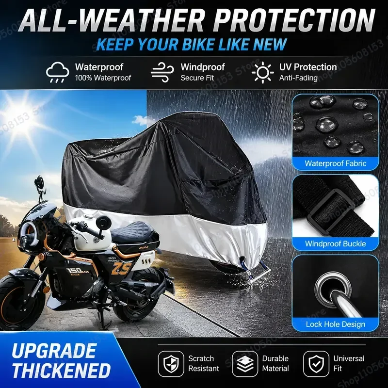 For ZONGSHEN Little Bear Motorcycle Cover Waterproof Dustproof UV Resistant All Weather Outdoor Indoor Scooter Bike Cover
For ZONGSHEN Little Bear Motorcycle Cover Waterproof Dustproof UV Resistant All Weather Outdoor Indoor Scooter Bike Cover