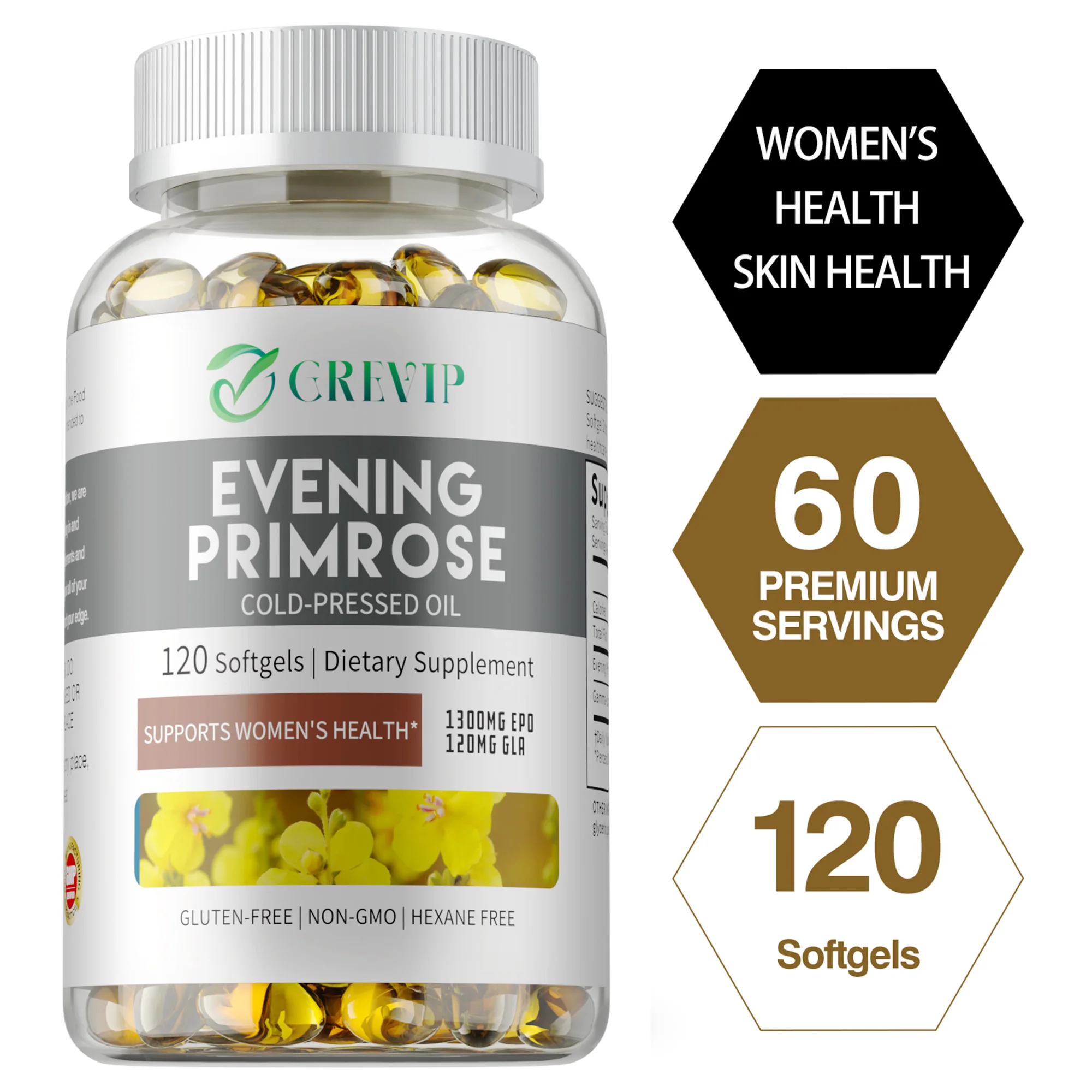 Evening Primrose Oil Capsules - Antioxidant, Cleanse Skin, Regulates Hormone Levels, Promotes Skin and Cardiovascular Health
Evening Primrose Oil Capsules - Antioxidant, Cleanse Skin, Regulates Hormone Levels, Promotes Skin and Cardiovascular Health