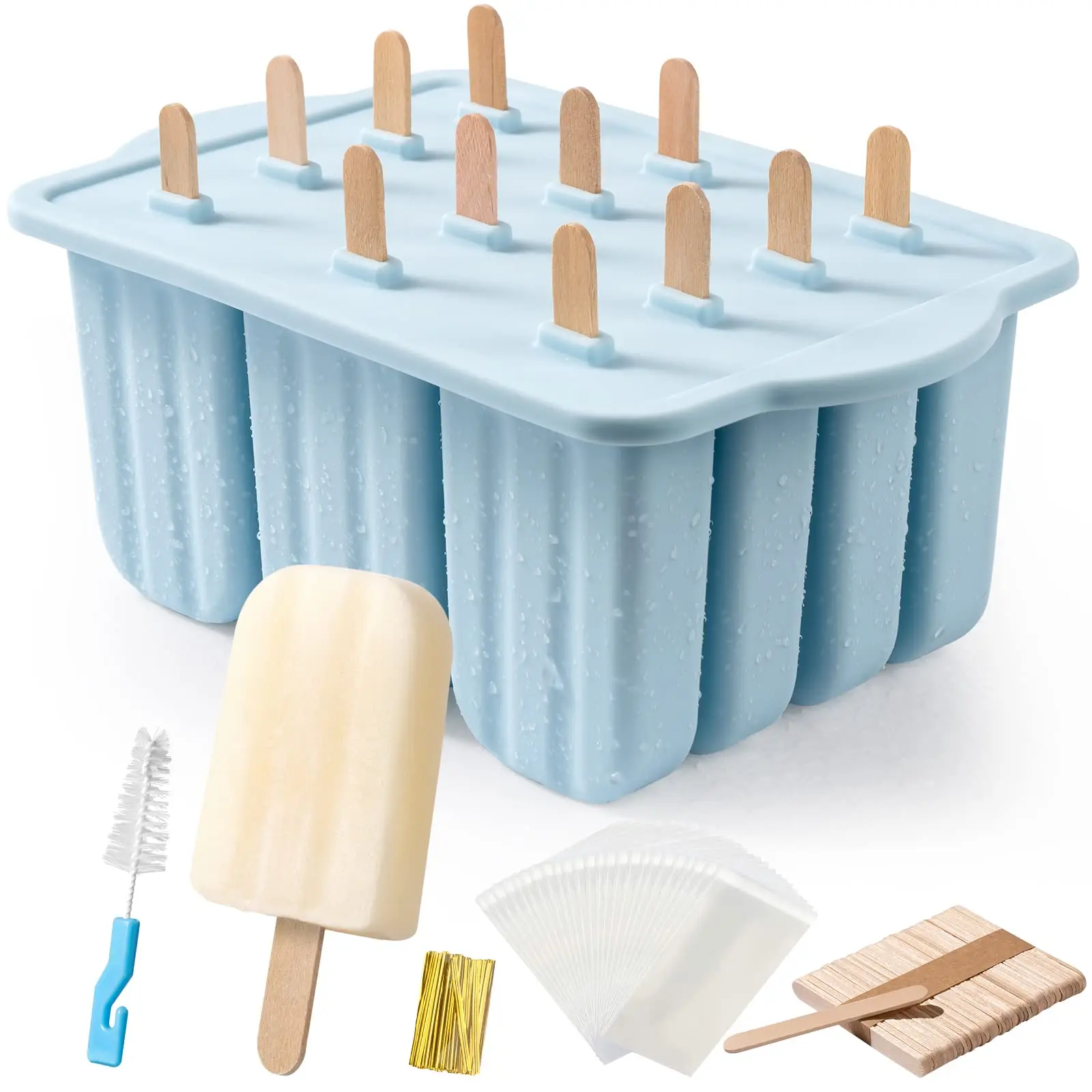 12 Pieces Silicone Popsicle Molds Easy-Release BPA-free with 50PCS Popsicle Sticks+Cleaning Brush Easy Fill and Release Ice Make
12 Pieces Silicone Popsicle Molds Easy-Release BPA-free with 50PCS Popsicle Sticks+Cleaning Brush Easy Fill and Release Ice Make