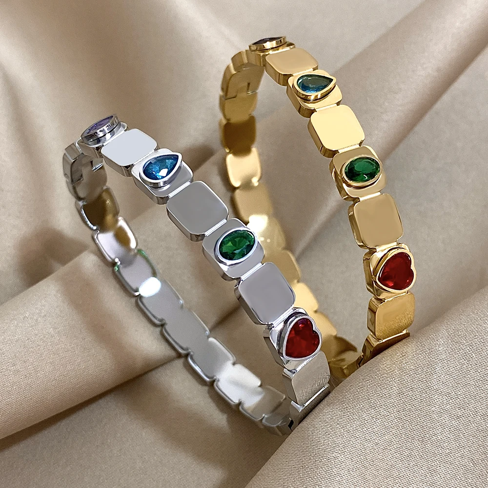 Water Drop Heart Zircon Stainless Steel Bracelets Bangles Waterproof Jewelry for Women Cuff Wristband Stackable Jewelry Gifts
Water Drop Heart Zircon Stainless Steel Bracelets Bangles Waterproof Jewelry for Women Cuff Wristband Stackable Jewelry Gifts