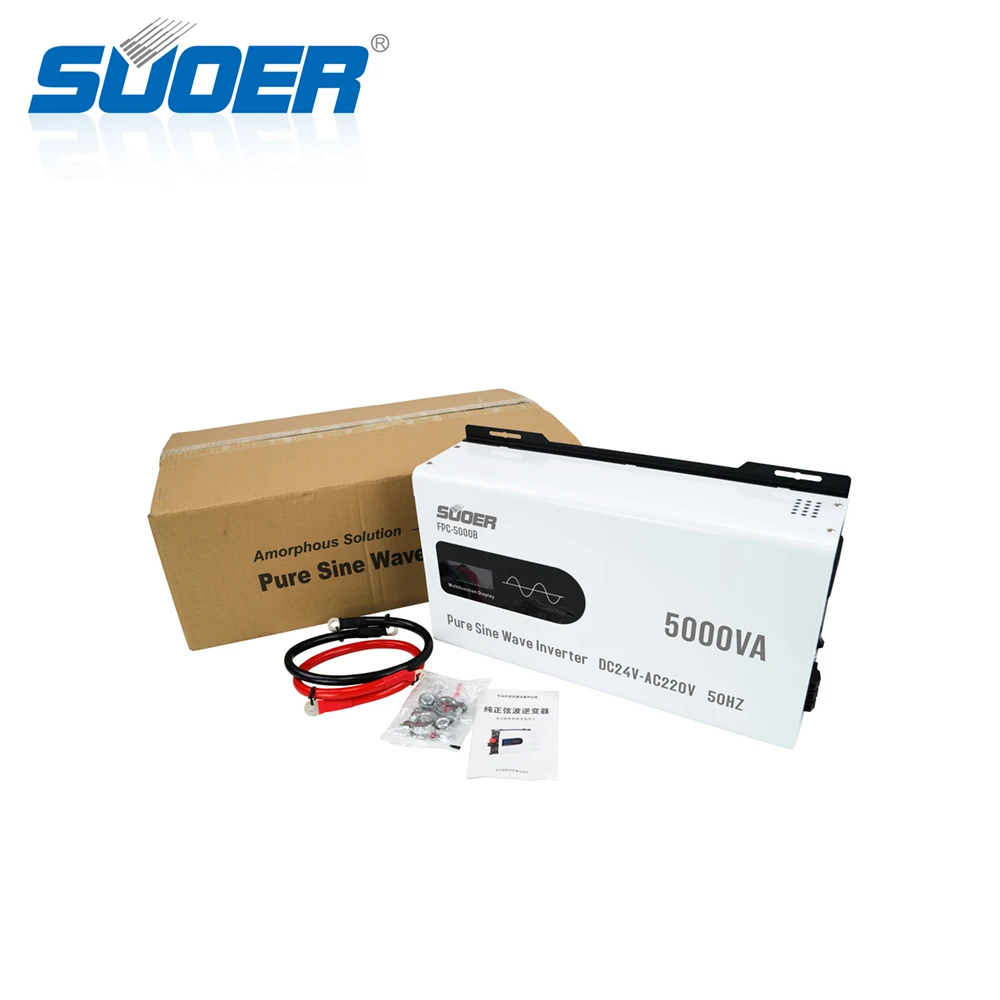 Suoer Power 4500W 5000VA Pure Sine Wave Inverter 220V 24V DC to AC Single Phase 50Hz for Home Use Wholesale
Suoer Power 4500W 5000VA Pure Sine Wave Inverter 220V 24V DC to AC Single Phase 50Hz for Home Use Wholesale
