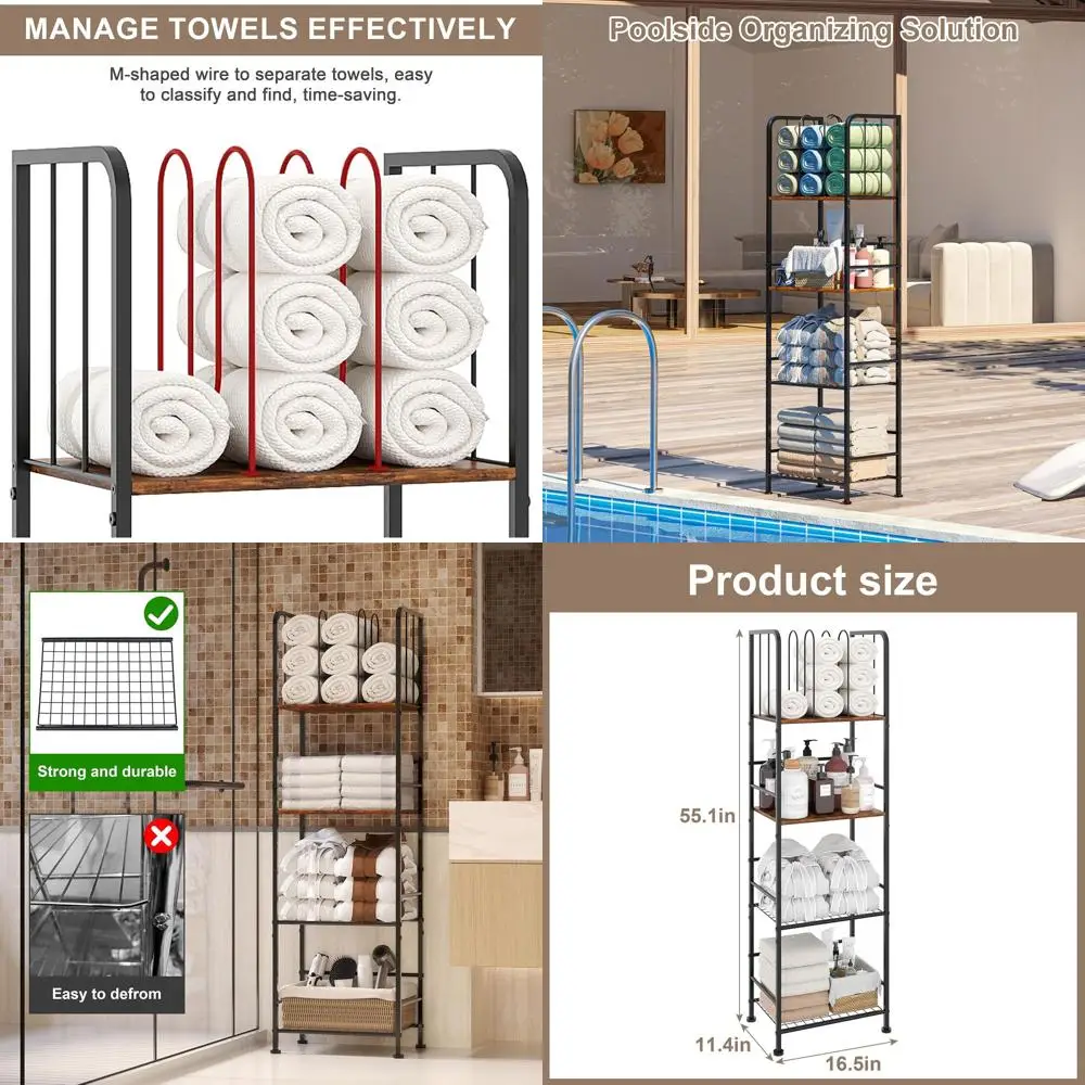 4-уровневая М-образная разборная вешалка для полотенец, прочный металлический держатель, компактный органайзер для хранения для бассейна и ванной комнаты
4-уровневая М-образная разборная вешалка для полотенец, прочный металлический держатель, компактный органайзер для хранения для бассейна и ванной комнаты
