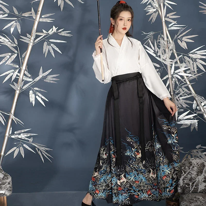 Chinese Traditional Hanfu Woman Horse Face Skirt Hanfu Chinese Ming Dynasty Women's Vintage Pleats Skirt Oriental Dress
Chinese Traditional Hanfu Woman Horse Face Skirt Hanfu Chinese Ming Dynasty Women's Vintage Pleats Skirt Oriental Dress