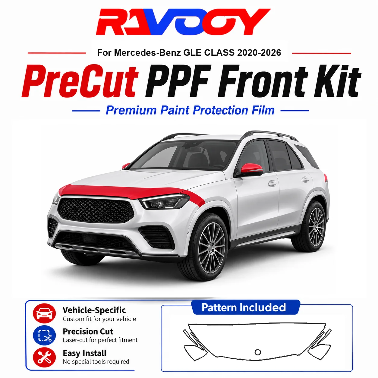 8.5mil TPU Precut PPF Kit For Mercedes-Benz GLE CLASS 2020-2026 - Hood, Fenders & Mirror Set - Self-Healing Clear Bra Film
8.5mil TPU Precut PPF Kit For Mercedes-Benz GLE CLASS 2020-2026 - Hood, Fenders & Mirror Set - Self-Healing Clear Bra Film