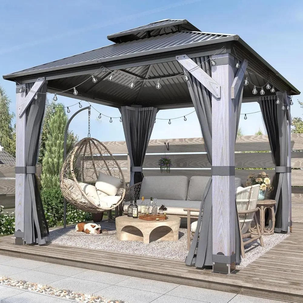 10'x10' Outdoor Wood Gazebo - Hardtop Wooden Gazebo with Galvanized Steel Roo, Heavy-Duty Pavilion with Netting & Curtains or Ga
10'x10' Outdoor Wood Gazebo - Hardtop Wooden Gazebo with Galvanized Steel Roo, Heavy-Duty Pavilion with Netting & Curtains or Ga