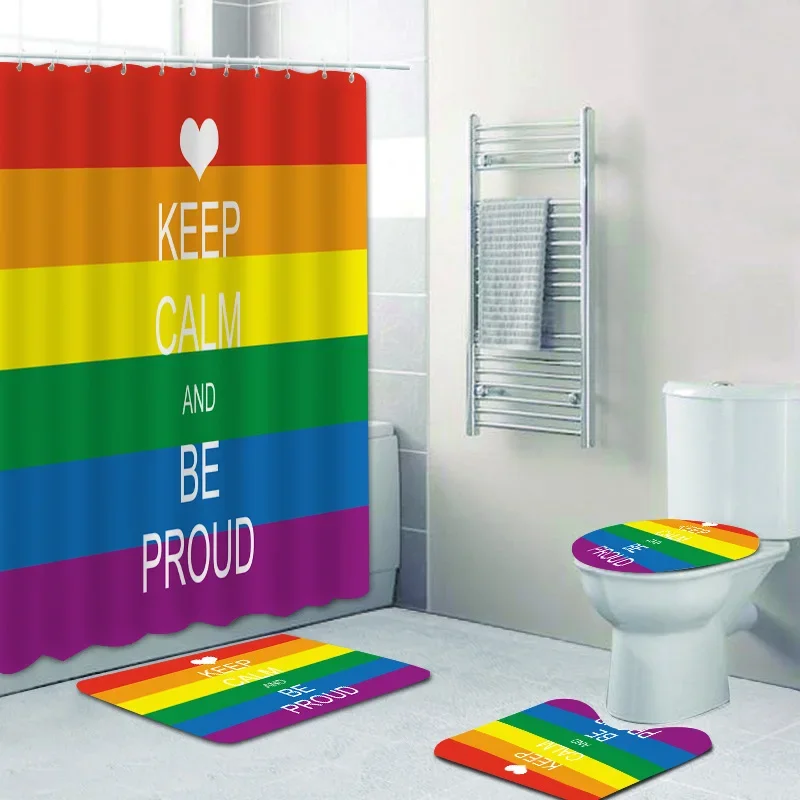 Rainbow Pride Gay Flag Shower Curtain Set Bath Mat Bathroom Set Toilet Carpet Floor Rug Gay Pride Lesbian Peace LGBT Home Decor
Rainbow Pride Gay Flag Shower Curtain Set Bath Mat Bathroom Set Toilet Carpet Floor Rug Gay Pride Lesbian Peace LGBT Home Decor