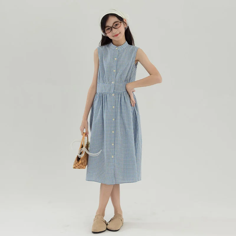2025 Girls Casual Dresses Sleeveless Button Down Plaid Cotton Dress for Kids Girl Outfit New Girls Summer Clothes with Pockets
2025 Girls Casual Dresses Sleeveless Button Down Plaid Cotton Dress for Kids Girl Outfit New Girls Summer Clothes with Pockets