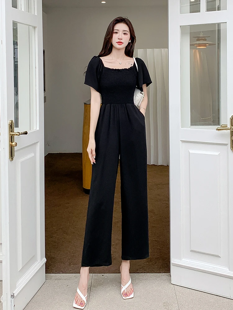 Korean Of Ruffled Long Shoulder Jumpsuit For Women's Summer New High Waisted Slim Wide Leg Pants Elegant Jumpsuits
Korean Of Ruffled Long Shoulder Jumpsuit For Women's Summer New High Waisted Slim Wide Leg Pants Elegant Jumpsuits