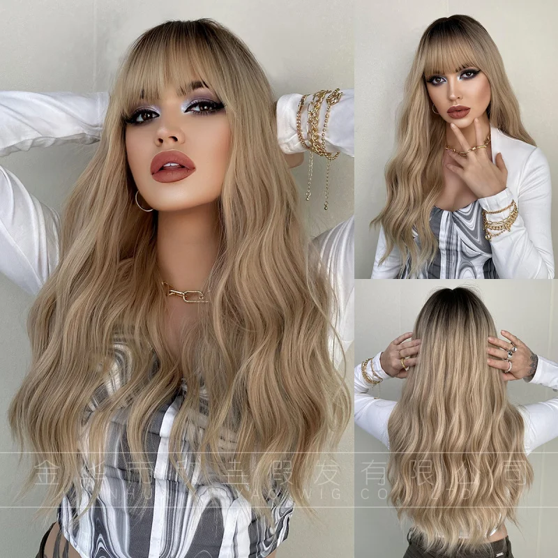 European and American style women's , linen gold long curly hair, large wavy headpiece, high-temperature synthetic fiber wig
European and American style women's , linen gold long curly hair, large wavy headpiece, high-temperature synthetic fiber wig