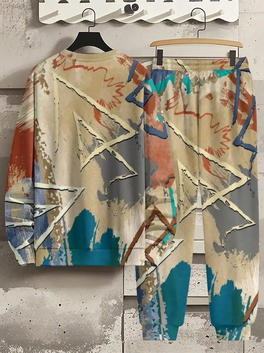 Mens Abstract Print Sweatshirt And Jogger Set Crew Neck Drawstring Waist Casual Sportswear
Mens Abstract Print Sweatshirt And Jogger Set Crew Neck Drawstring Waist Casual Sportswear
