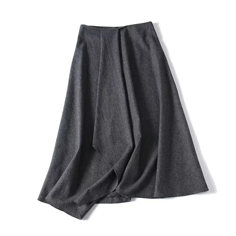 Jenny&Dave Minimalist Skirt Woman Clothing Grey wool half skirt French Elegant High Waisted A-line Skirts Large Swing Faldas
Jenny&Dave Minimalist Skirt Woman Clothing Grey wool half skirt French Elegant High Waisted A-line Skirts Large Swing Faldas