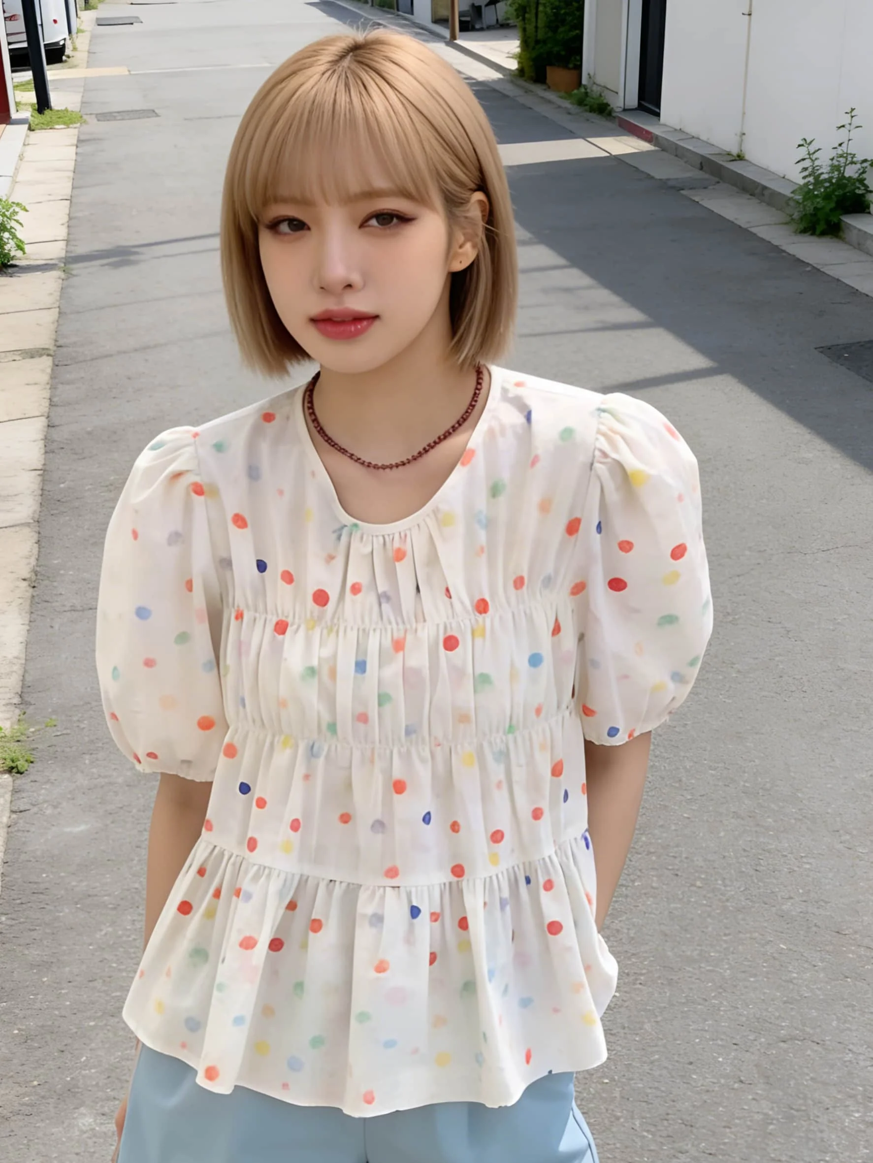 Korean Dongdaemun Colorful Polka-dot Short Sleeve Puff Sleeve Shirt Women Summer New Sweet Round Collar Pleated Loose Clothes
Korean Dongdaemun Colorful Polka-dot Short Sleeve Puff Sleeve Shirt Women Summer New Sweet Round Collar Pleated Loose Clothes