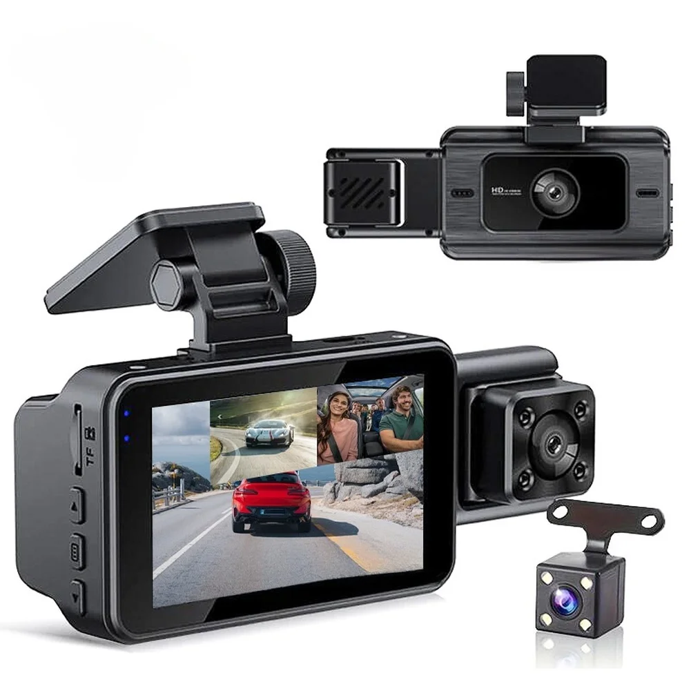 3 Channel Vehicle Camera System FHD 1080P Front 720P Rear and Interior Lens for Continuous Driving and Parking Monitoring
3 Channel Vehicle Camera System FHD 1080P Front 720P Rear and Interior Lens for Continuous Driving and Parking Monitoring