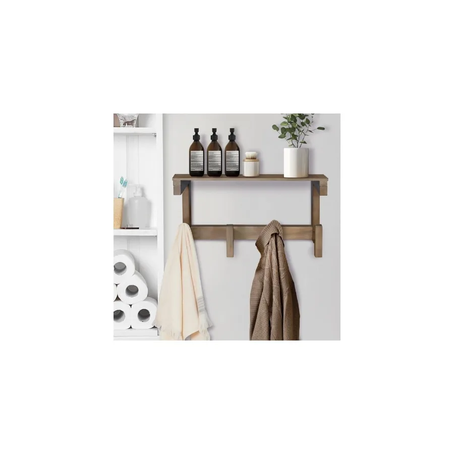 100% Solid American Hardwood Floating Wall Mounted Hook with Shelf - Autumn Grey
100% Solid American Hardwood Floating Wall Mounted Hook with Shelf - Autumn Grey