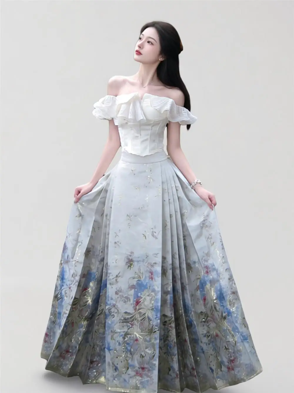 New Chinese Style Hanfu White One-Shoulder Top And Tailed Skirt Two-Piece Set Women's Summer National Style High-End Fe...
New Chinese Style Hanfu White One-Shoulder Top And Tailed Skirt Two-Piece Set Women's Summer National Style High-End Fe...