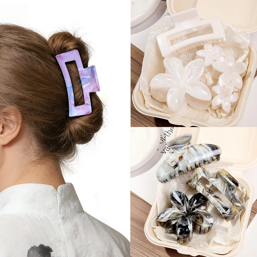 3Pcs Fashion Marble Flower Hair Clips Crab Vacation Bohemia Egg Women Hair Claws Barrettes Girls Large Hairpins Hair Accessories
3Pcs Fashion Marble Flower Hair Clips Crab Vacation Bohemia Egg Women Hair Claws Barrettes Girls Large Hairpins Hair Accessories