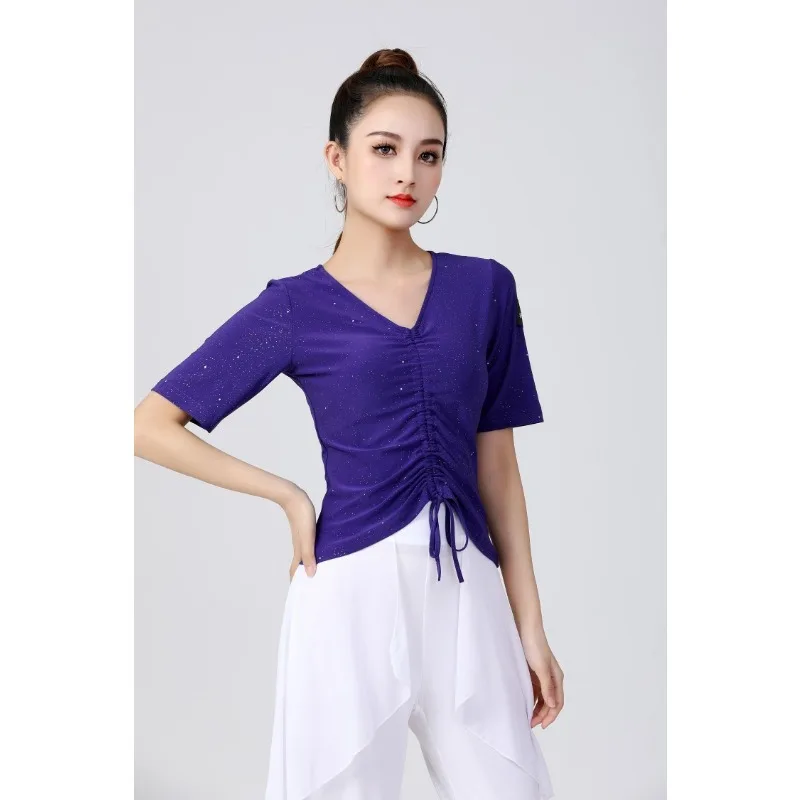 Customized Latin Dance Top Short Sleeve Practice Clothes Female Gitaba Modern National Standard Dance Sexy Starry Sky Drawstring
Customized Latin Dance Top Short Sleeve Practice Clothes Female Gitaba Modern National Standard Dance Sexy Starry Sky Drawstring