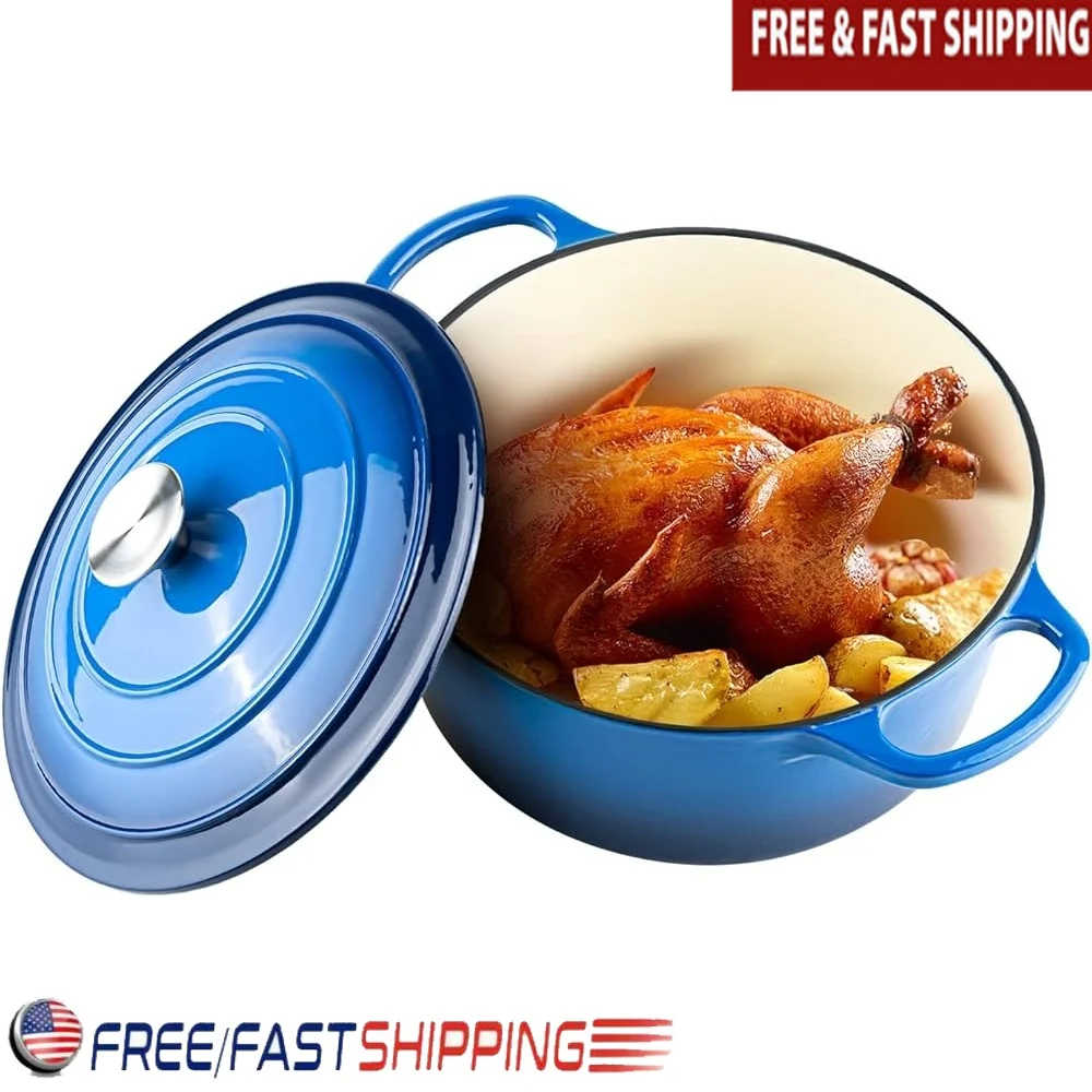 6 Quart Enameled Cast Iron Dutch Oven Non Stick Thermal Lid Dual Handles Versatile Cooking Baking Stewing Roasting Easy Clean
6 Quart Enameled Cast Iron Dutch Oven Non Stick Thermal Lid Dual Handles Versatile Cooking Baking Stewing Roasting Easy Clean