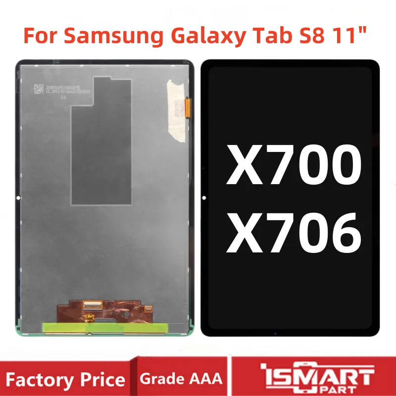 X700 для Samsung Galaxy Tab S8 SM-X700 SM-X706 X706B X706N X706U ЖК-экран сенсорный дигитайзер в сборе замена 11,0 "
X700 для Samsung Galaxy Tab S8 SM-X700 SM-X706 X706B X706N X706U ЖК-экран сенсорный дигитайзер в сборе замена 11,0 "