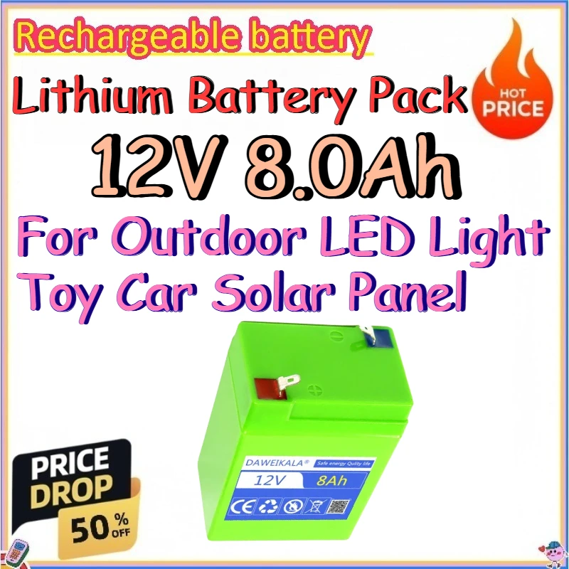 12V 8.0Ah Lithium Battery Pack for Outdoor LED Light Toy Car Solar Panel Replace Rechargeable 18650 Lithium Battery Pack
12V 8.0Ah Lithium Battery Pack for Outdoor LED Light Toy Car Solar Panel Replace Rechargeable 18650 Lithium Battery Pack