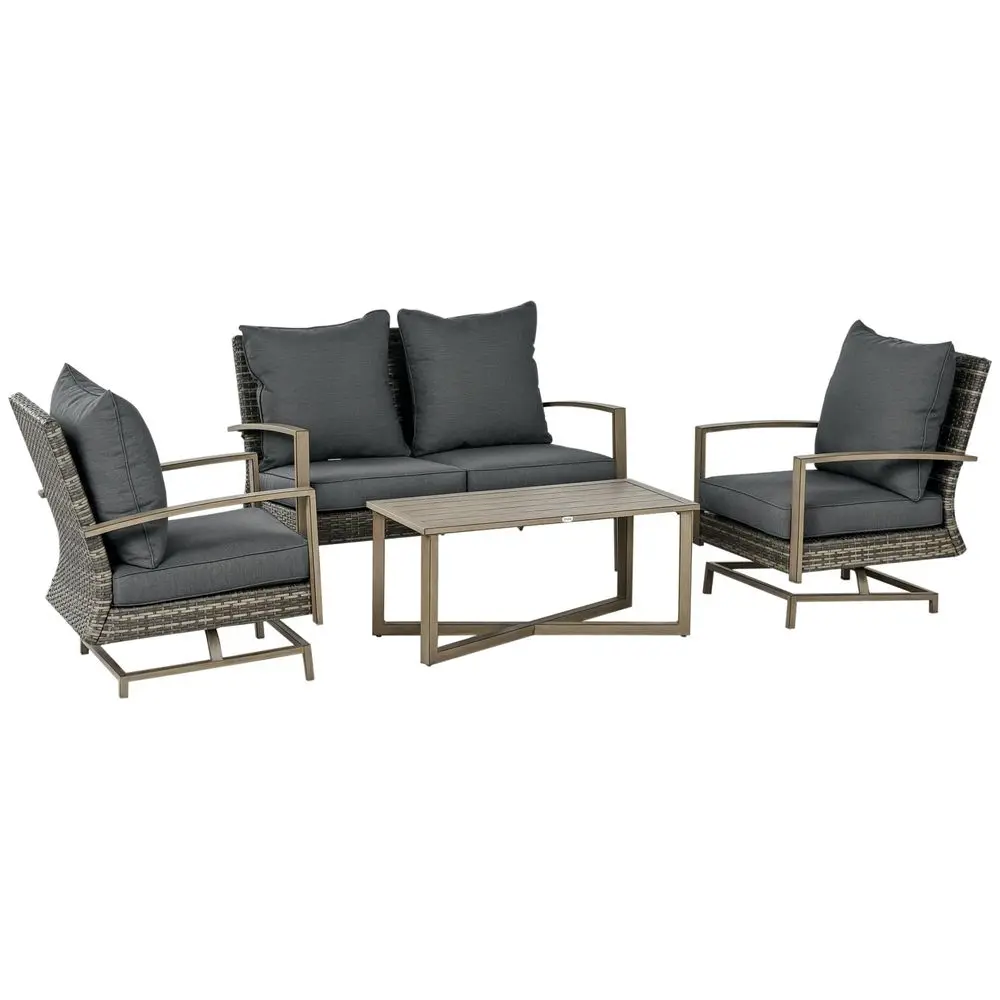 4 Piece Wicker Patio Furniture Set with 2 Rocking Chairs, Loveseat Sofa, Outdoor PE Rattan Conversation Set with Cushions, Alum
4 Piece Wicker Patio Furniture Set with 2 Rocking Chairs, Loveseat Sofa, Outdoor PE Rattan Conversation Set with Cushions, Alum