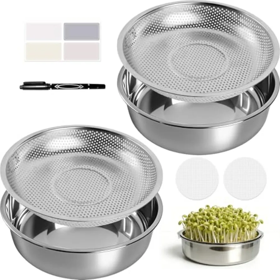 2 Pack 304 Stainless Steel Round Seed Sprouter Trays 2-Tier Soil-Free Microgreens Growing Kit Rust-Free Sprouting Tray with Cov
2 Pack 304 Stainless Steel Round Seed Sprouter Trays 2-Tier Soil-Free Microgreens Growing Kit Rust-Free Sprouting Tray with Cov
