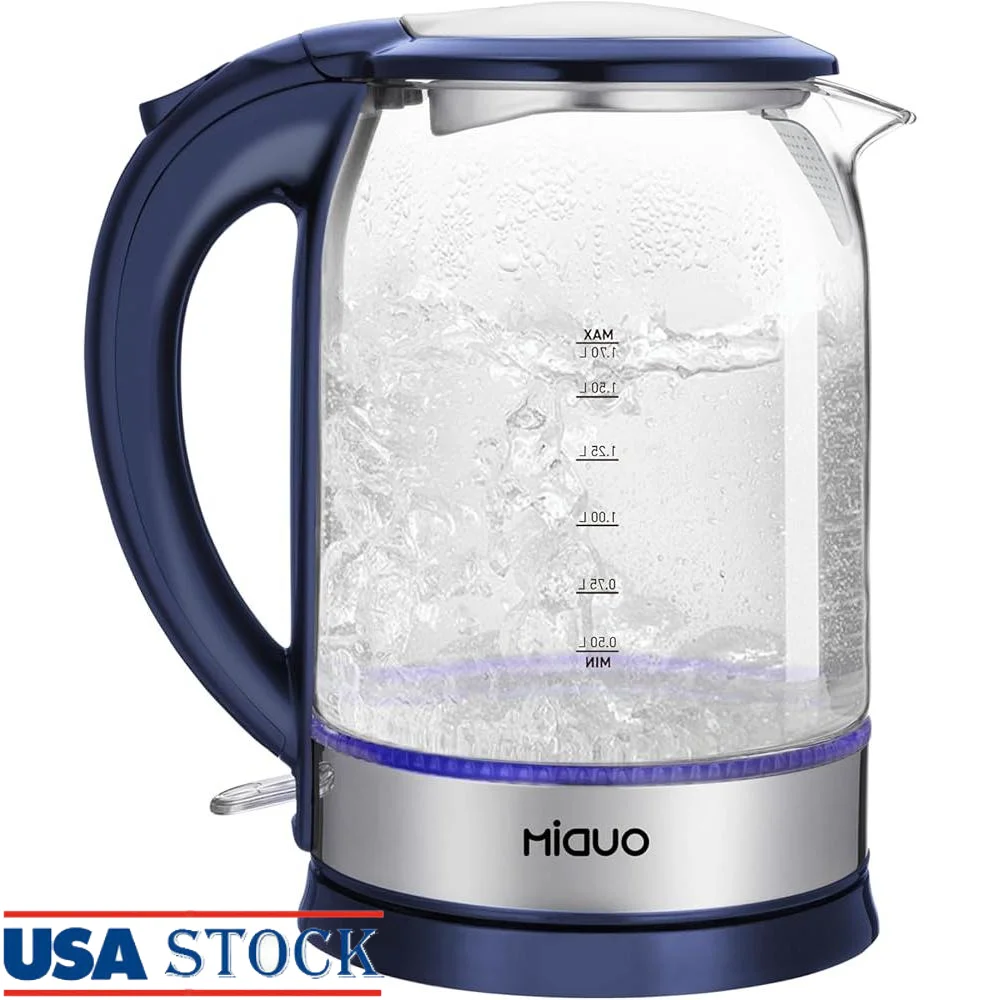 1500W Fast Boil Electric Kettle 1.7L Water Boiler Borosilicate Glass Food Grade Stainless Steel Safety Shut-Off Overheat
1500W Fast Boil Electric Kettle 1.7L Water Boiler Borosilicate Glass Food Grade Stainless Steel Safety Shut-Off Overheat